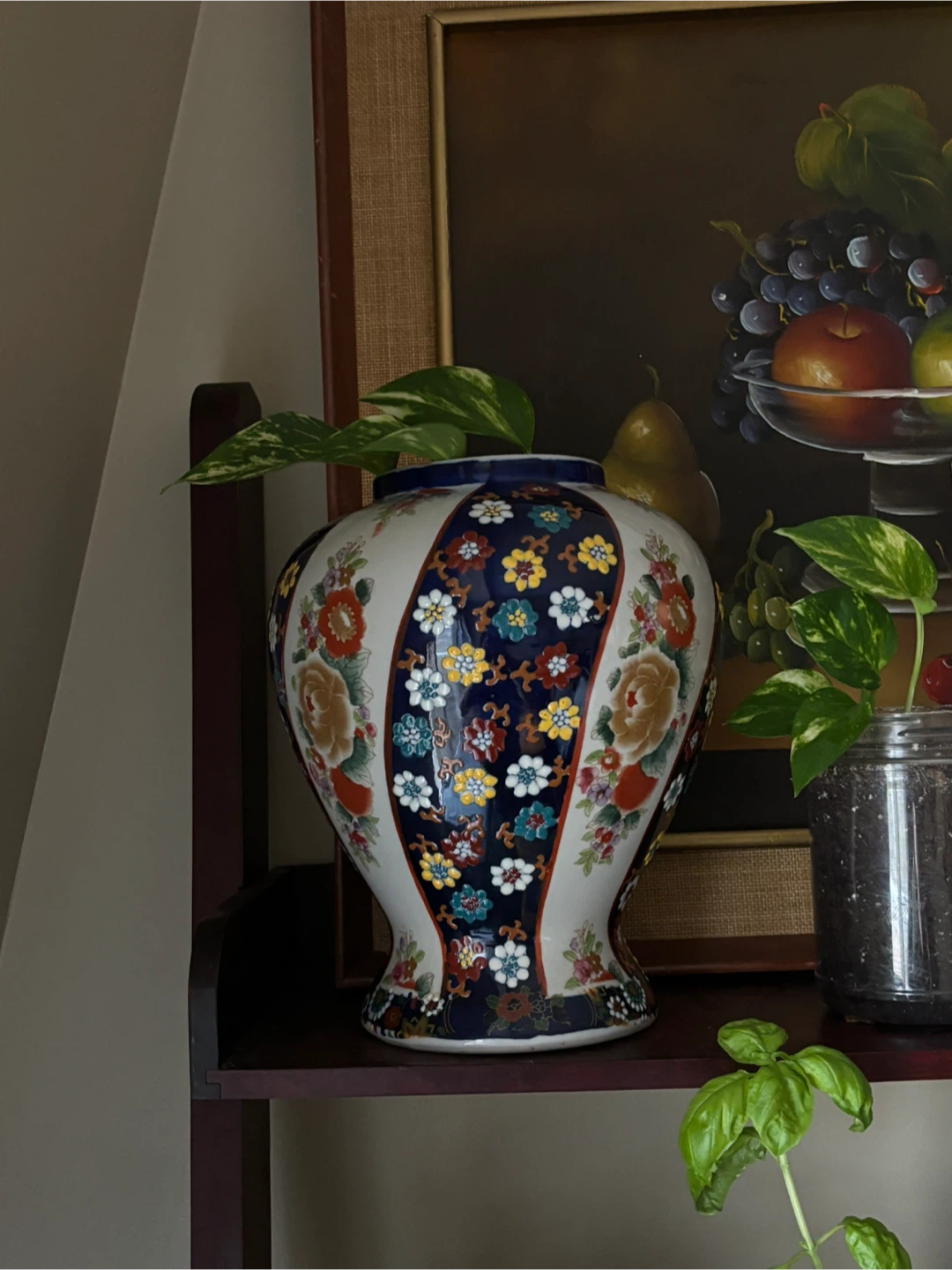 Vintage Japanese Floral Ceramic Vase