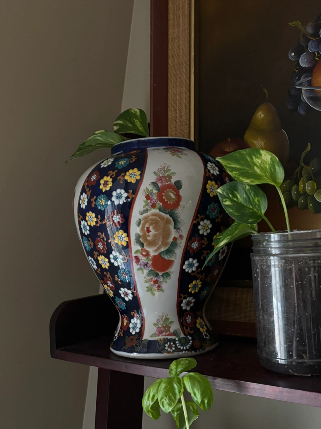 Vintage Japanese Floral Ceramic Vase - photo 2
