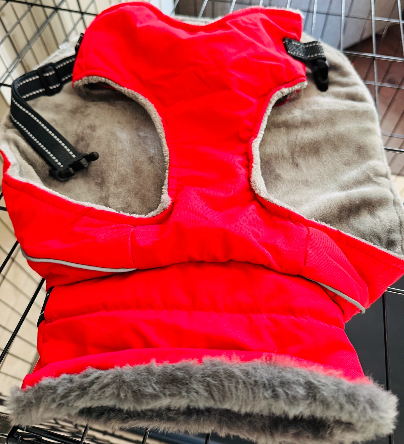 Red Quilted Dog Vest Harness - Size M