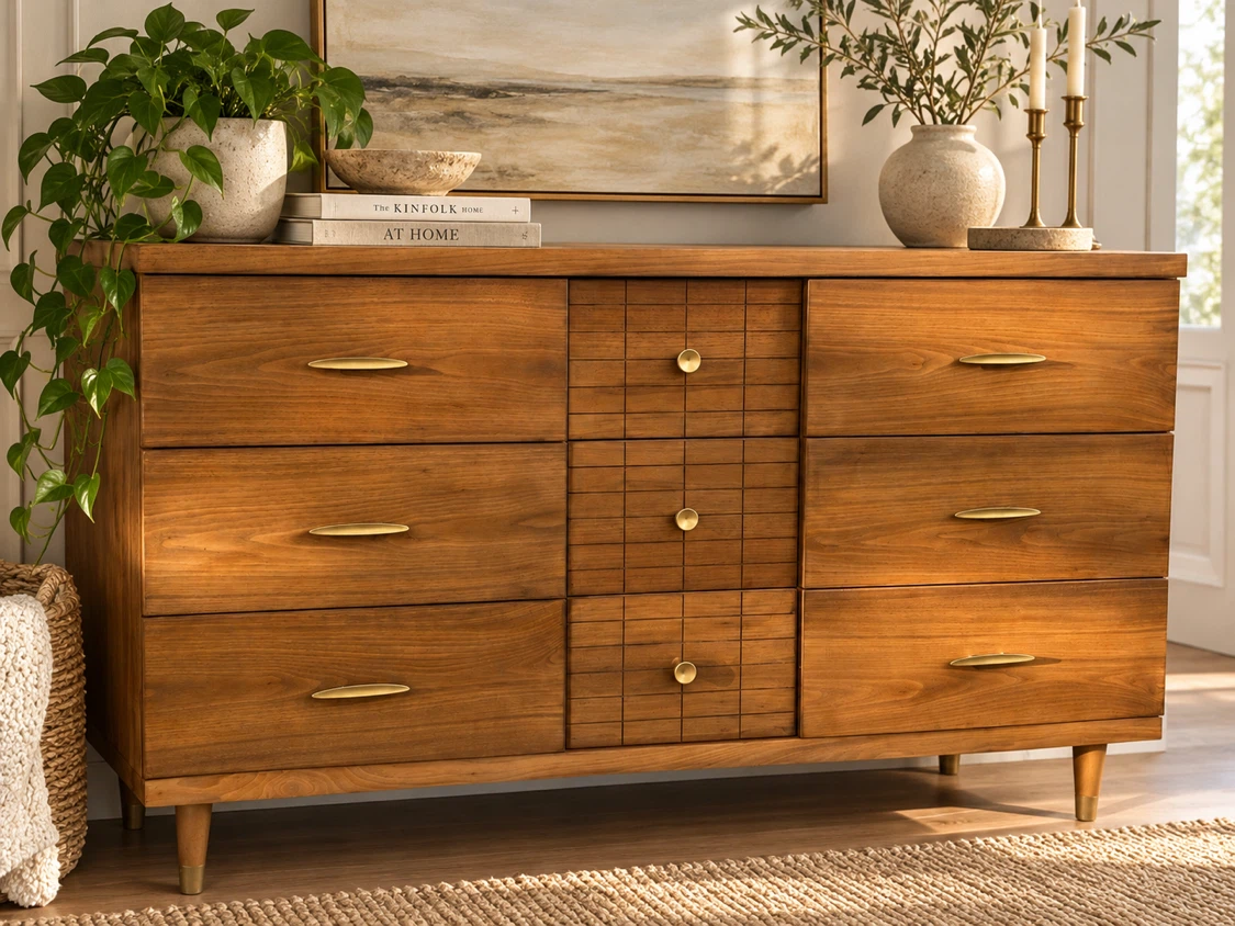Vintage MCM Walnut 9-Drawer Dresser | Fully Restored - photo 2