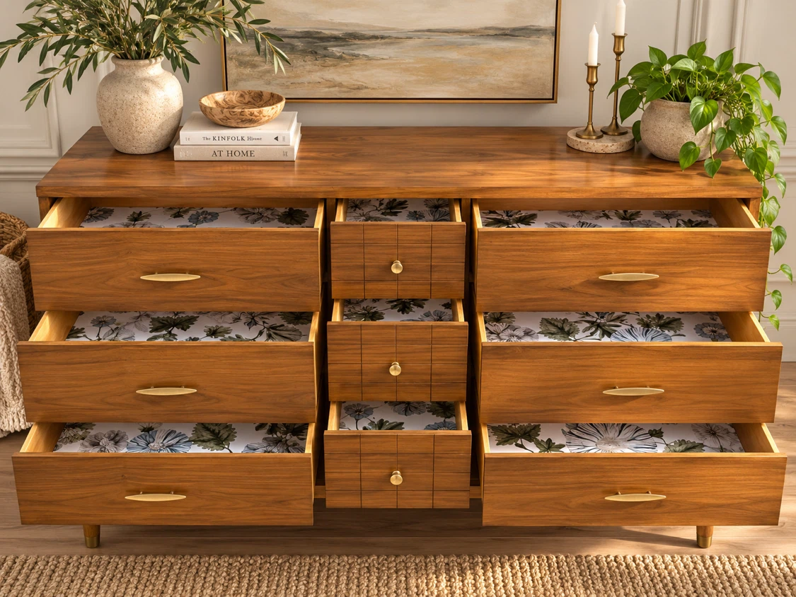 Vintage MCM Walnut 9-Drawer Dresser | Fully Restored - photo 4