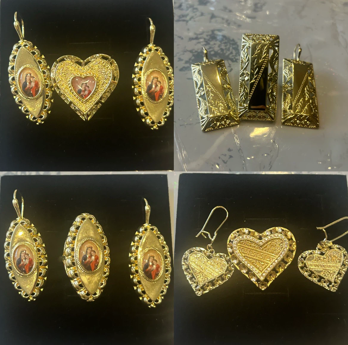 14k Gold plated Earrings, rings, necklaces and bracelets