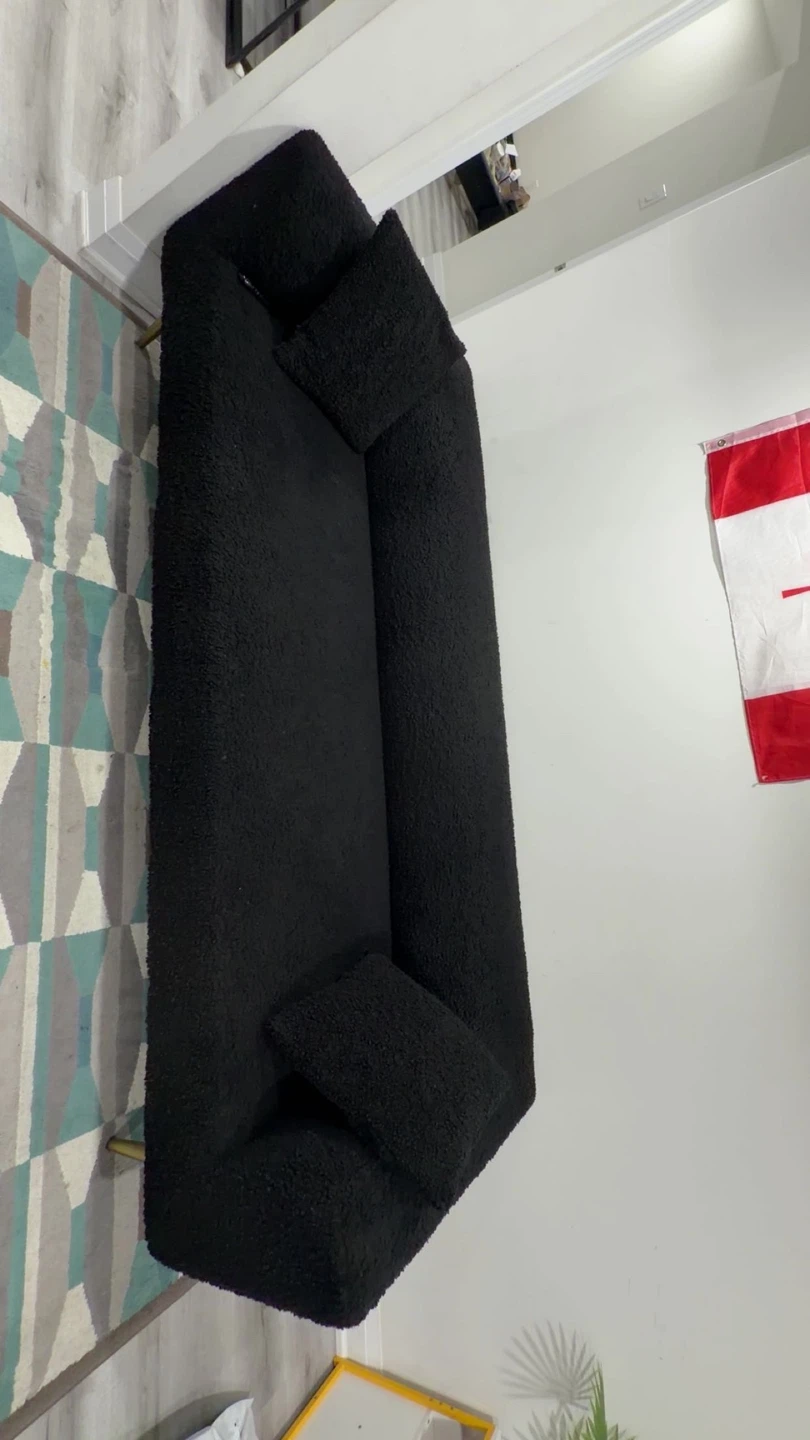 Black Textured Fabric Sofa - photo 3