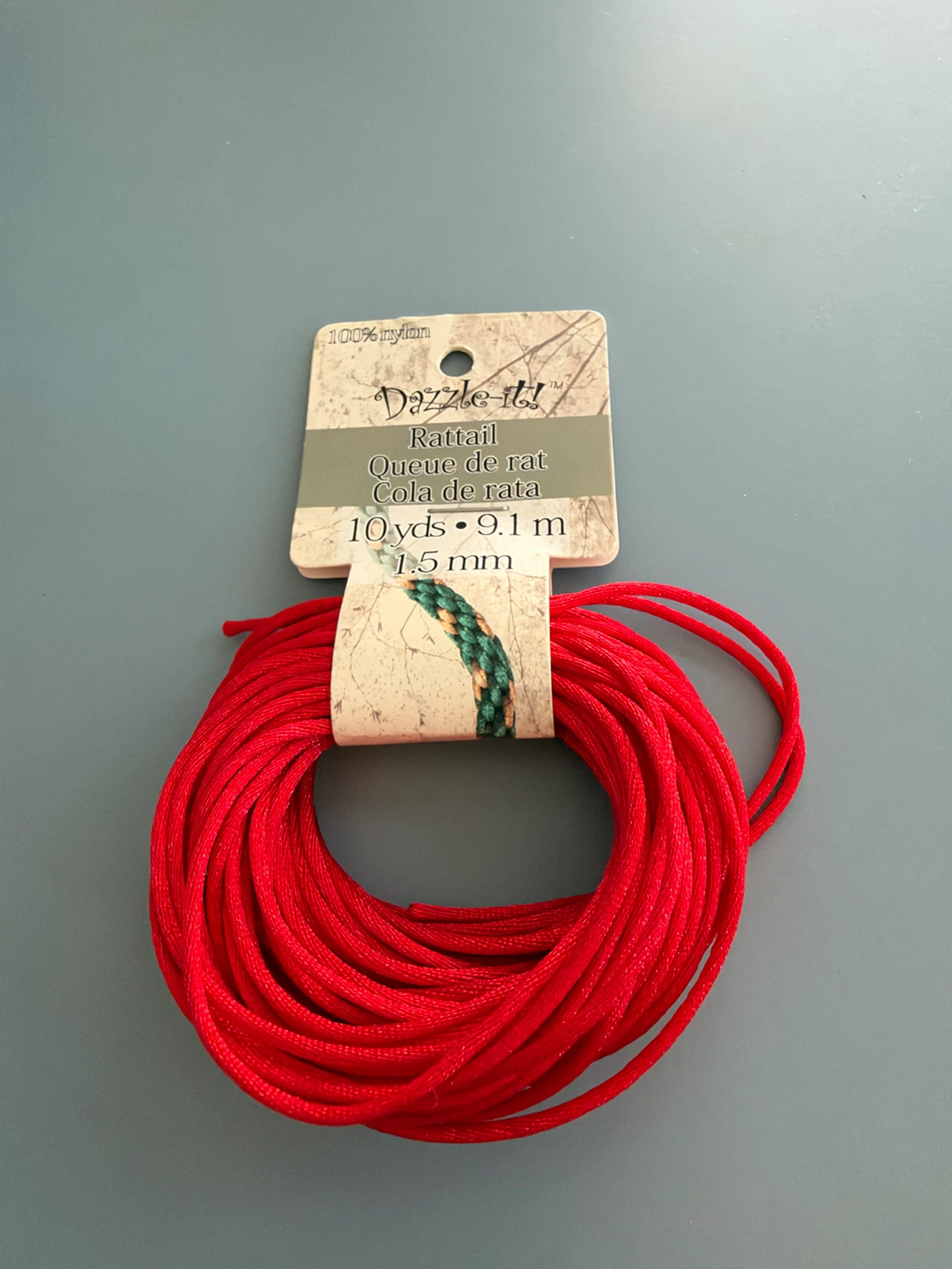 Dazzle-it! Red Rattail Cord 1.5mm 10 Yards