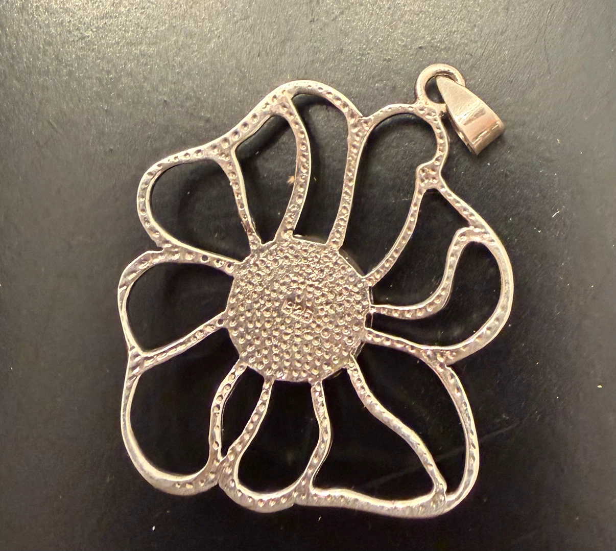 Silver flower pendant with turquoise stone (stamped 925) - photo 4