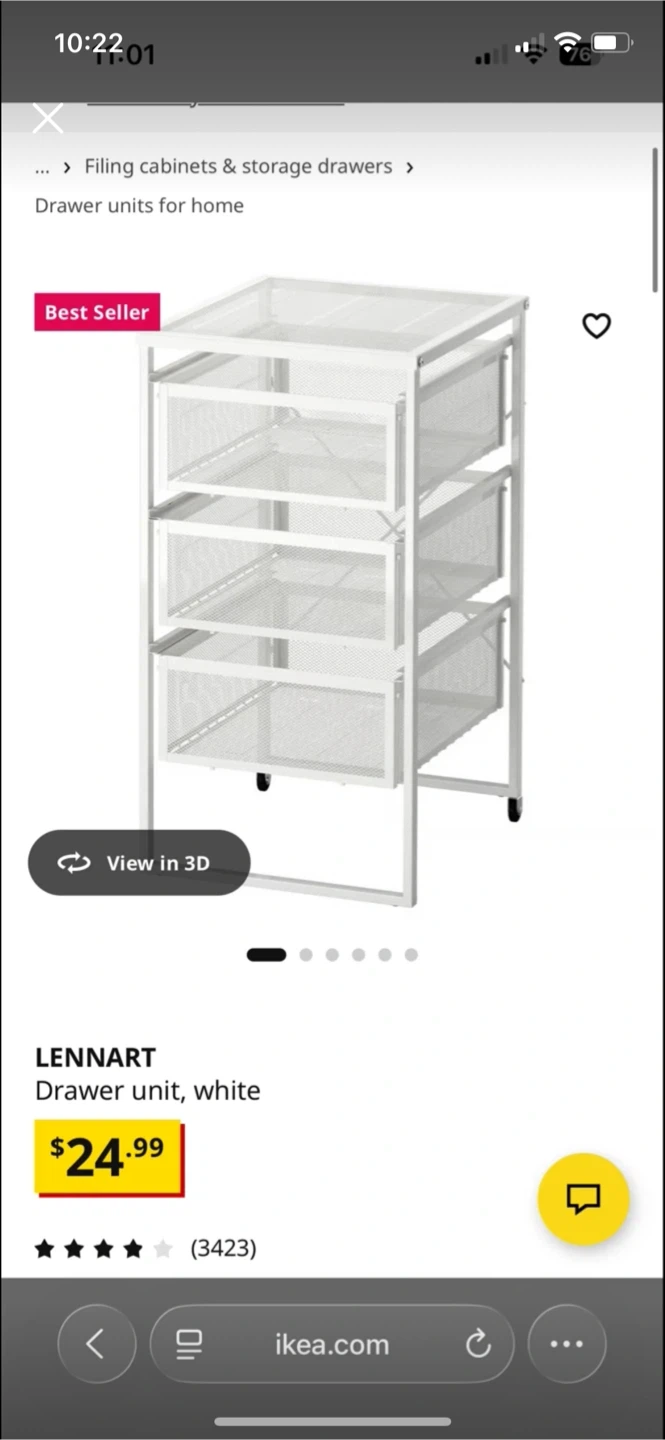 IKEA LENNART Drawer Unit White