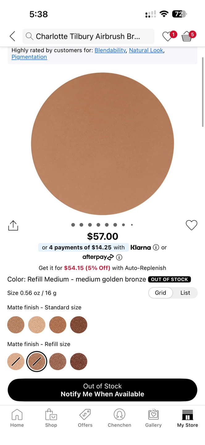 Charlotte Tilbury Airbrush Bronzer Refill shade medium - photo 3