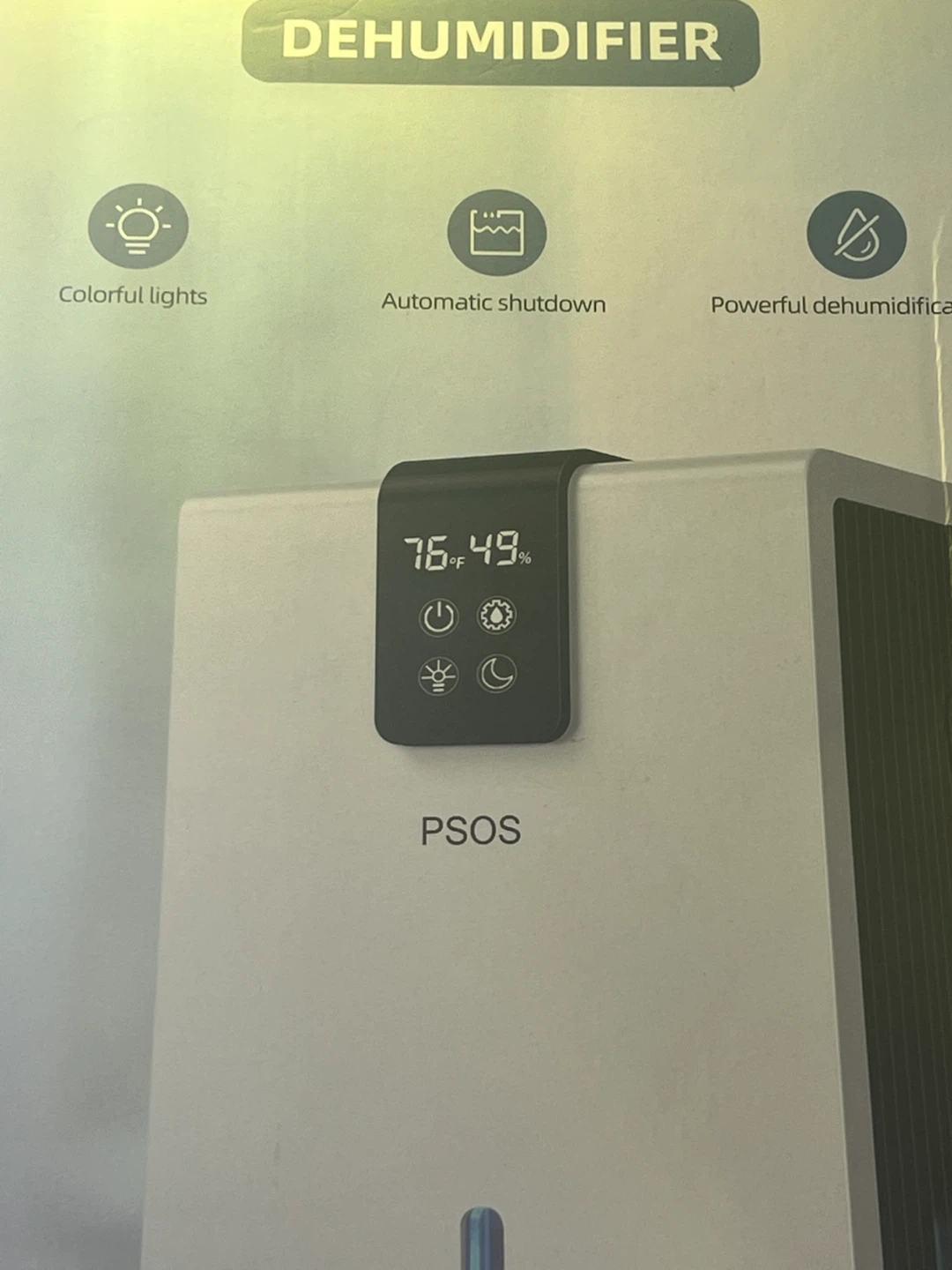 PSOS White Dehumidifier with 98 oz Water Tank - photo 2