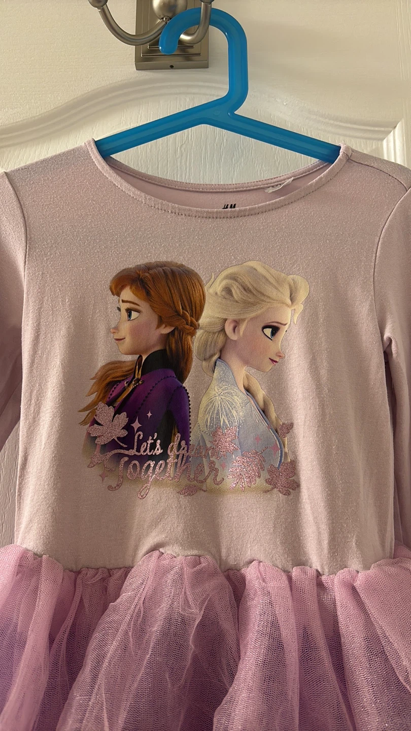 Girls “Disney Frozen” long sleeve shirt tulle dress size 6-8yrs - photo 2