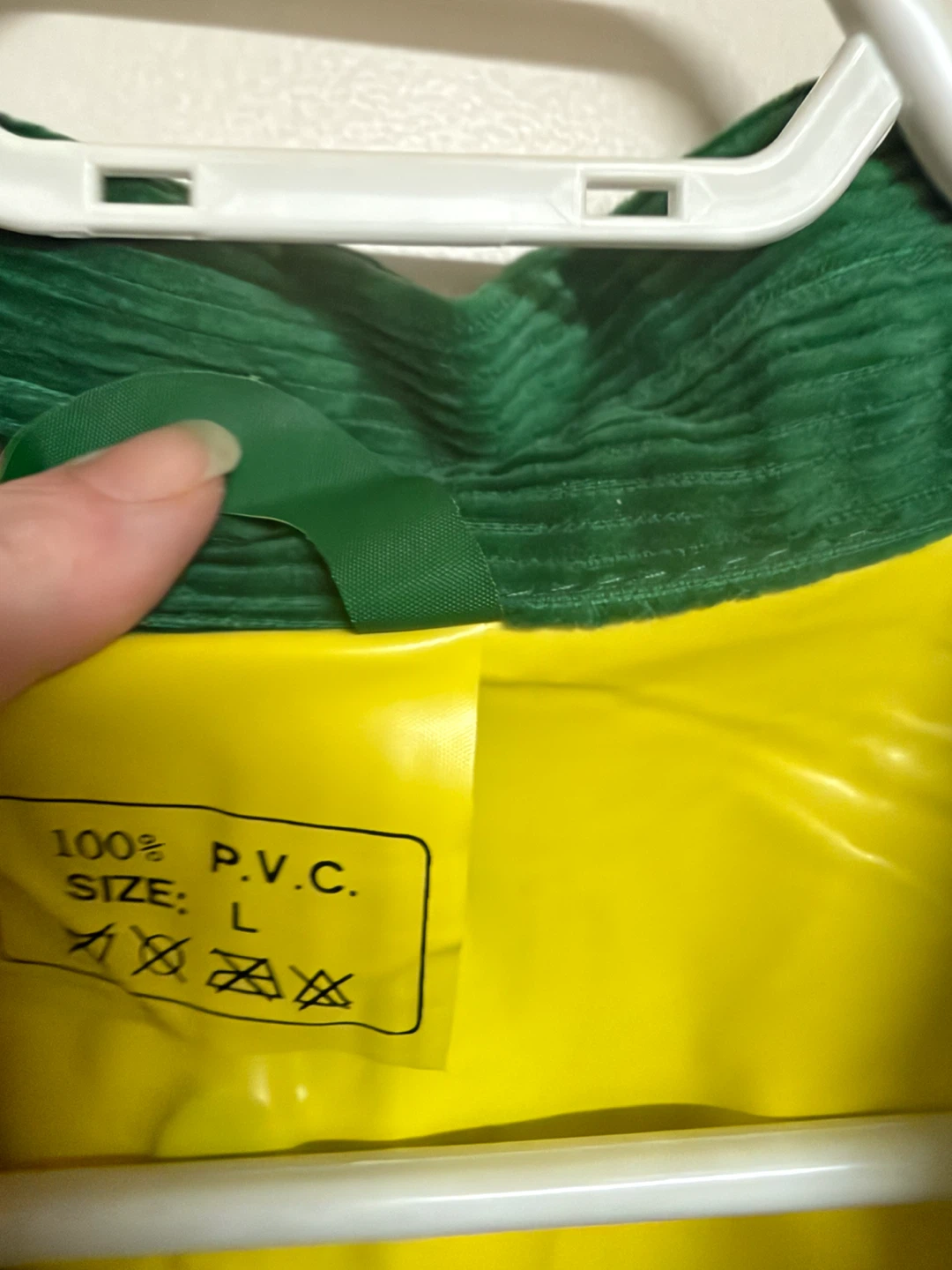 Green Men's PVC Rain Jacket with Corduroy Collar size L - photo 2