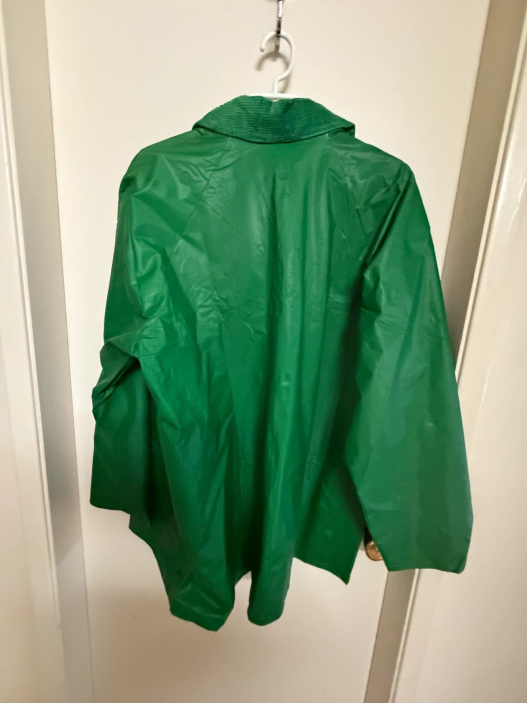Green Men's PVC Rain Jacket with Corduroy Collar size L - photo 5
