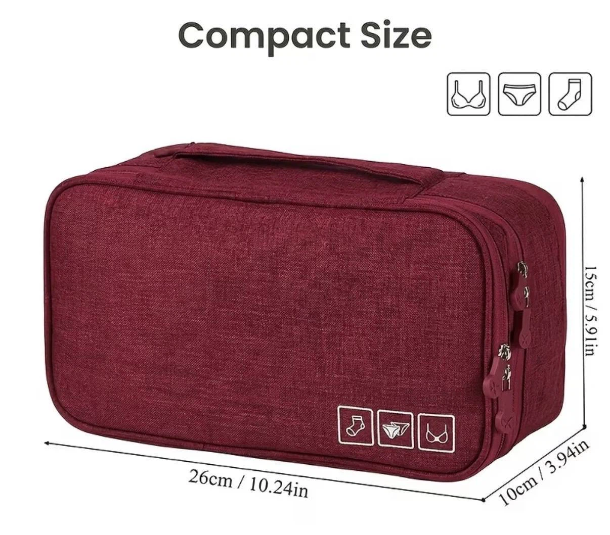 Purple Travel Underwear Organizer Bag, Multi-Layer - photo 3