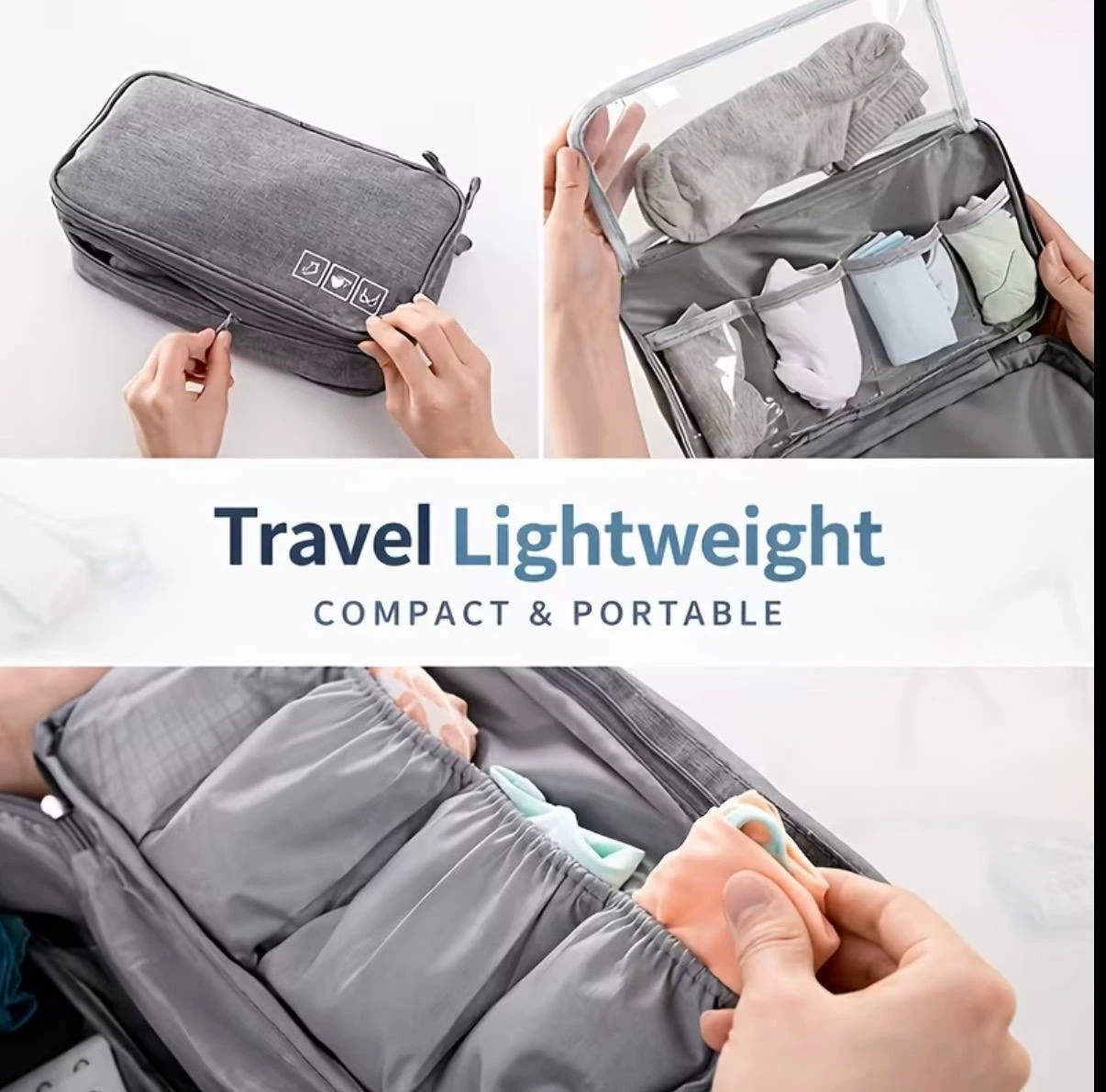 Purple Travel Underwear Organizer Bag, Multi-Layer - photo 5