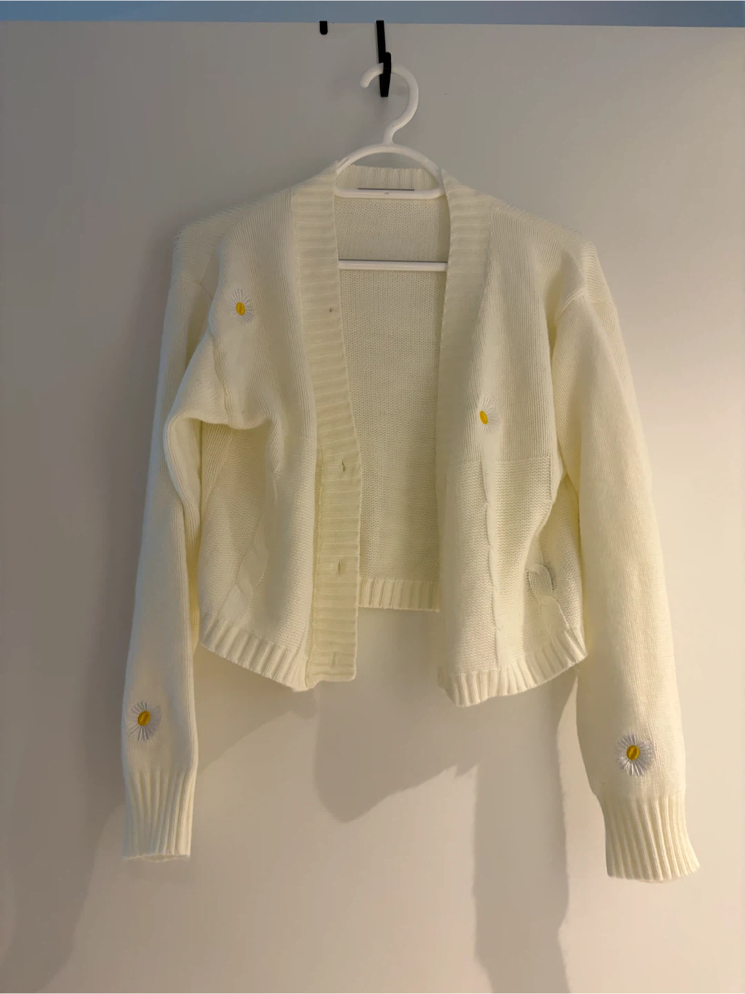 White Daisy Knit Cardigan