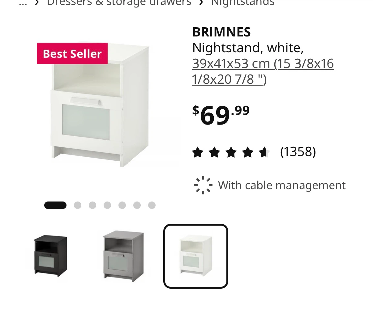 IKEA Brimnes Nightstand White - photo 2