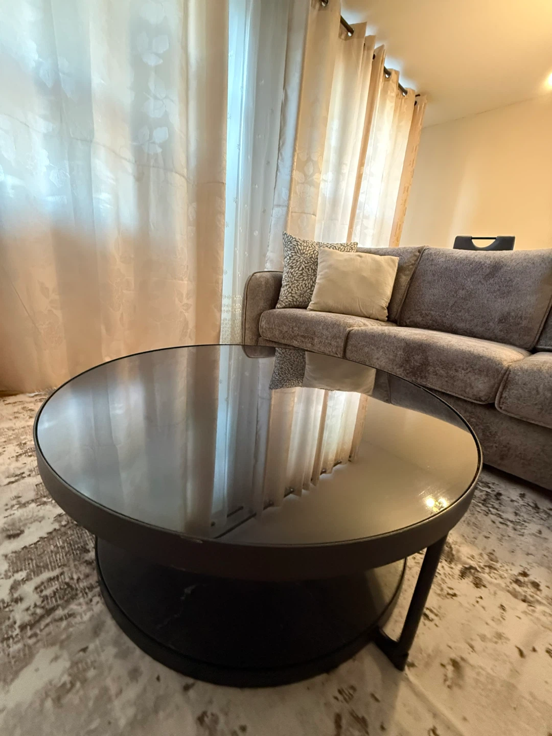 IKEA FRÖTORP Coffee Table – Black Glass, 88 cm