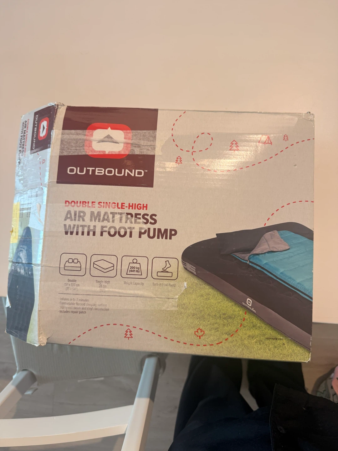 Outbound Double Single-High Air Mattress with Foot Pump - photo 2