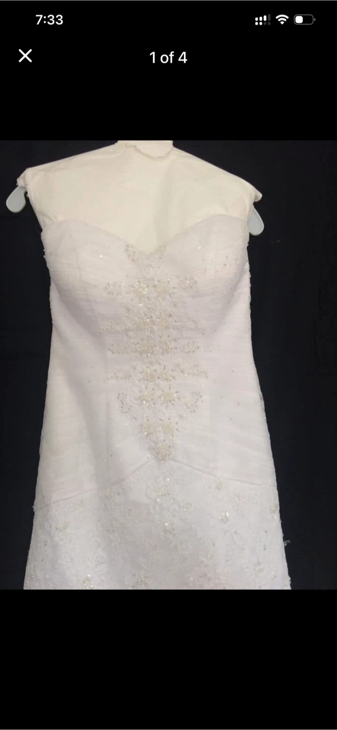 White Lace Wedding Dress by David’s Bridal