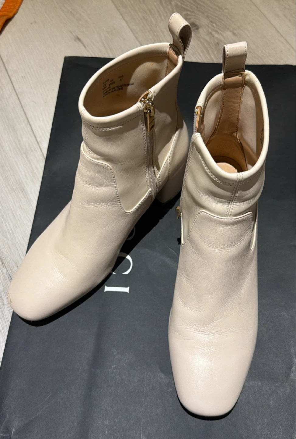 Coach Beige Leather Ankle Boots