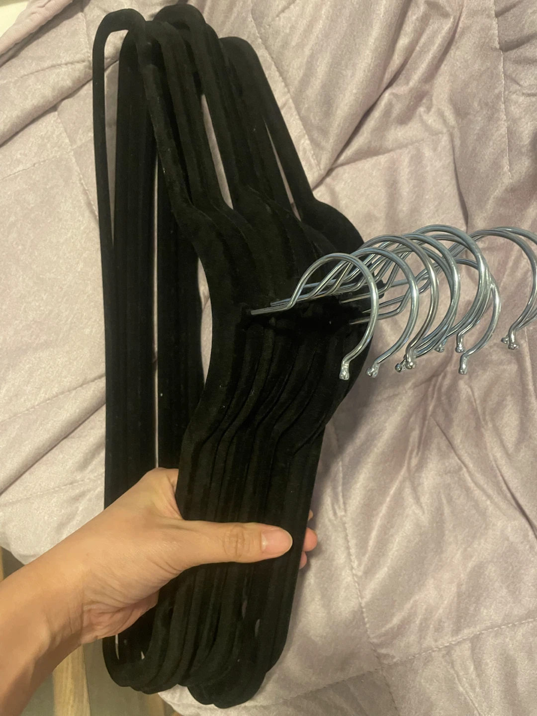 Set of 10 Black Velvet Clothing Hangers