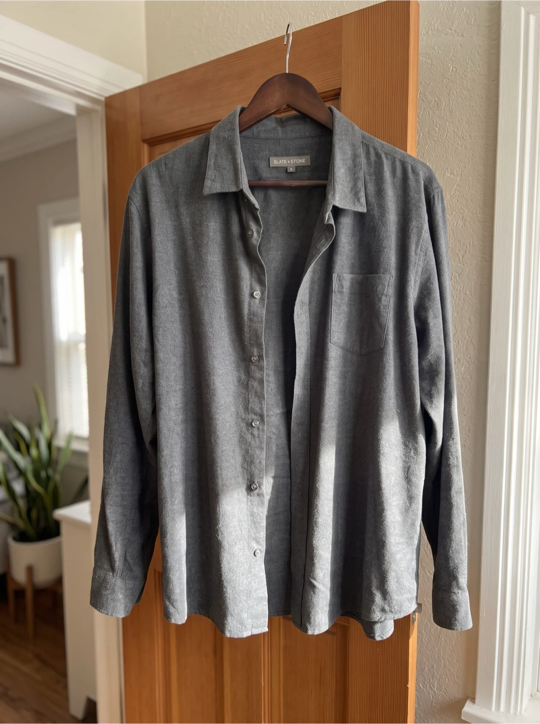 Slate + Stone Men's Brushed Knit Button-Down Shirt - Grey XL
