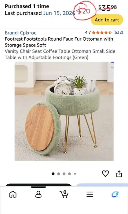 Cplxroc Faux Fur Storage Ottoman - Green