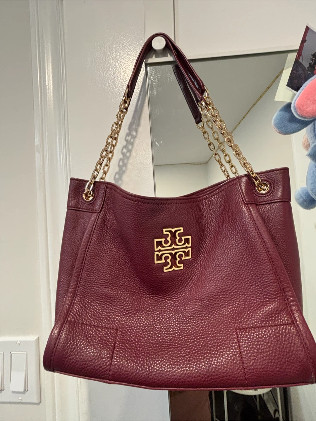 Tory Burch Burgundy Chain Tote Bag