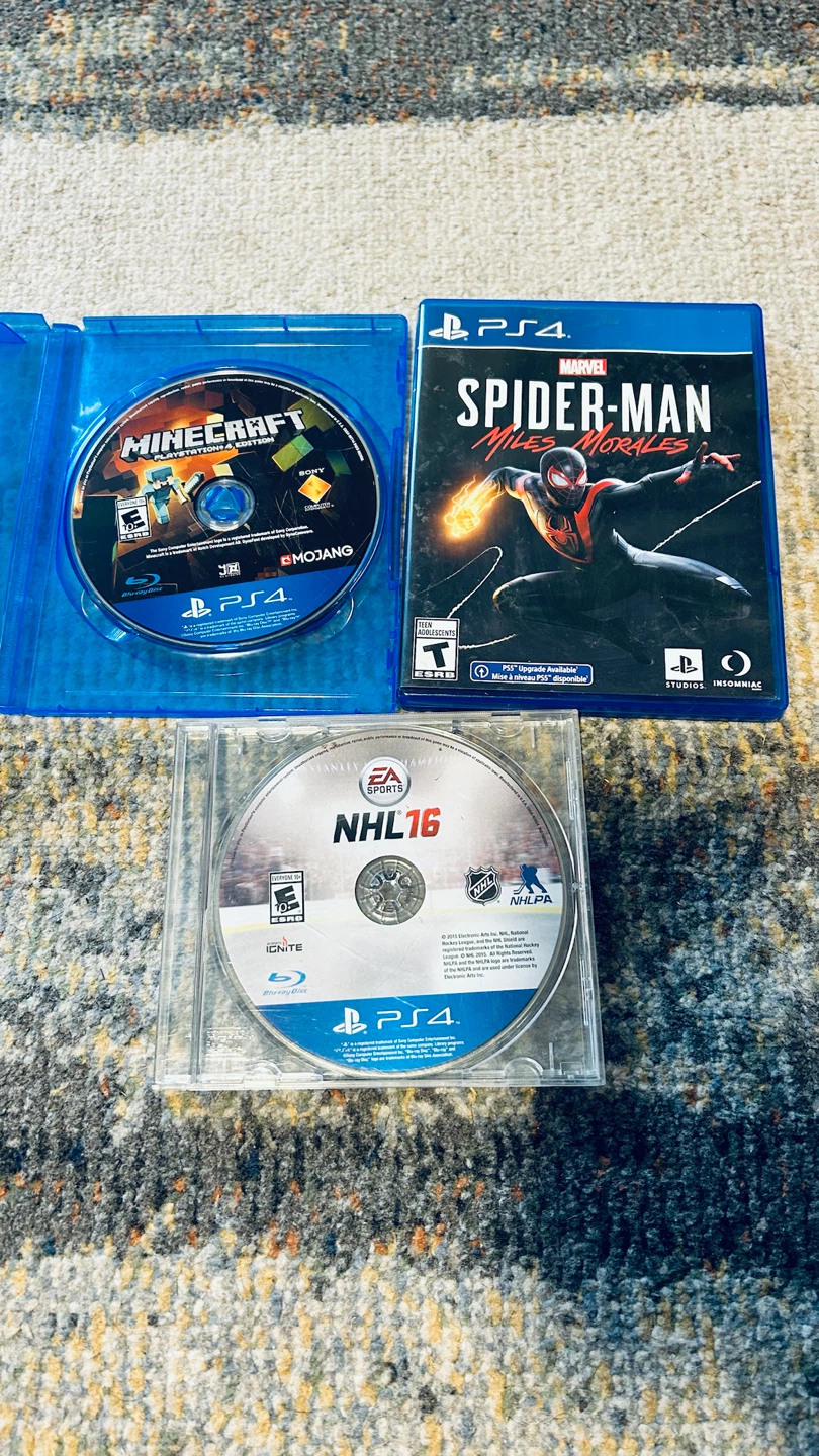 PS4 Games Bundle – Spider-Man Miles Morales, Minecraft & NHL 16