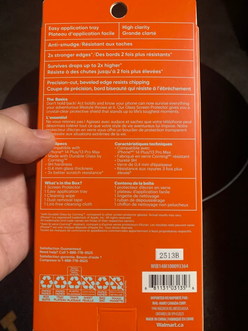 Onn. Glass Screen Protector for iPhone 14 Plus/13 Pro Max