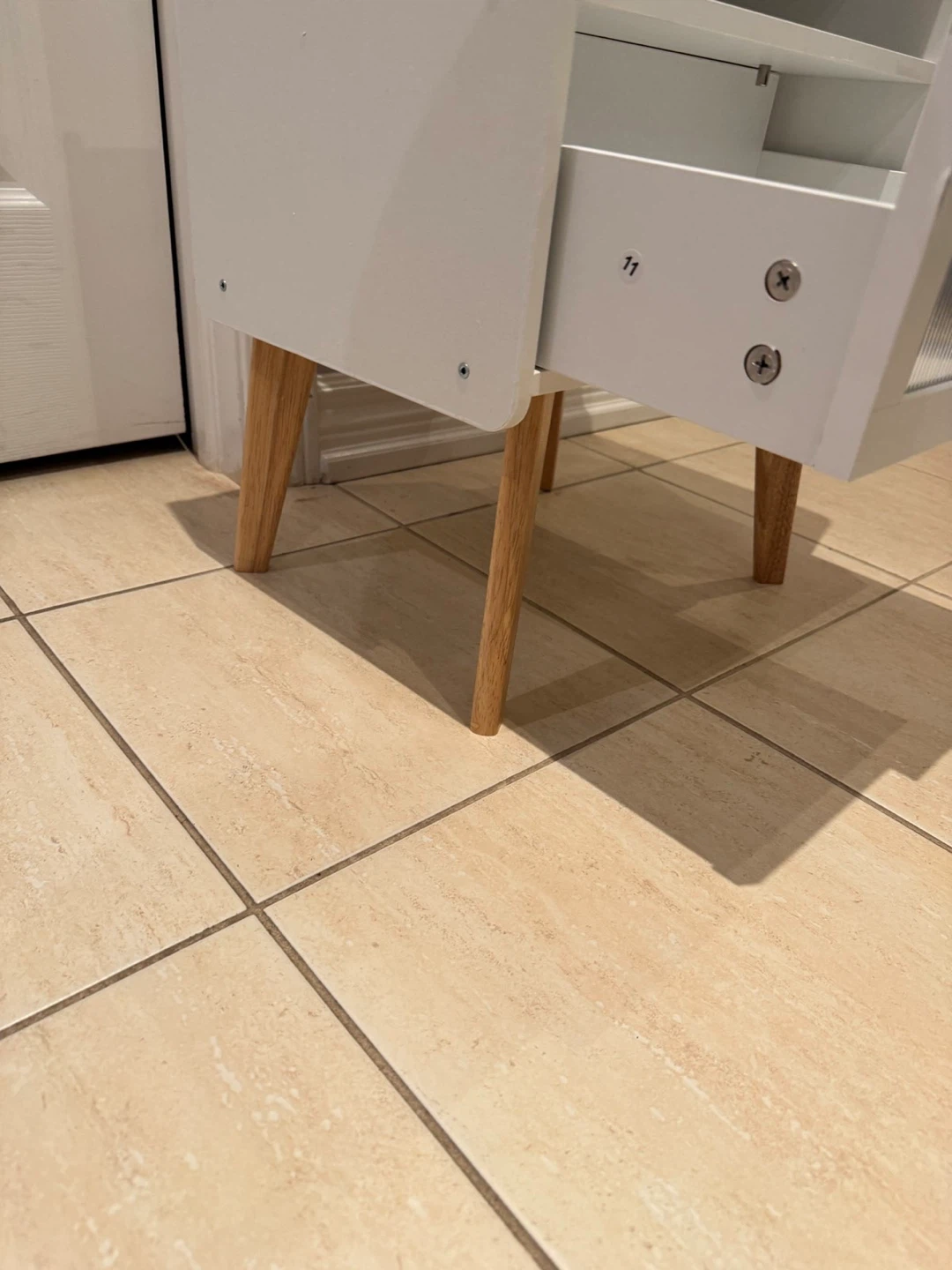 White bedside table with charging station - photo 4