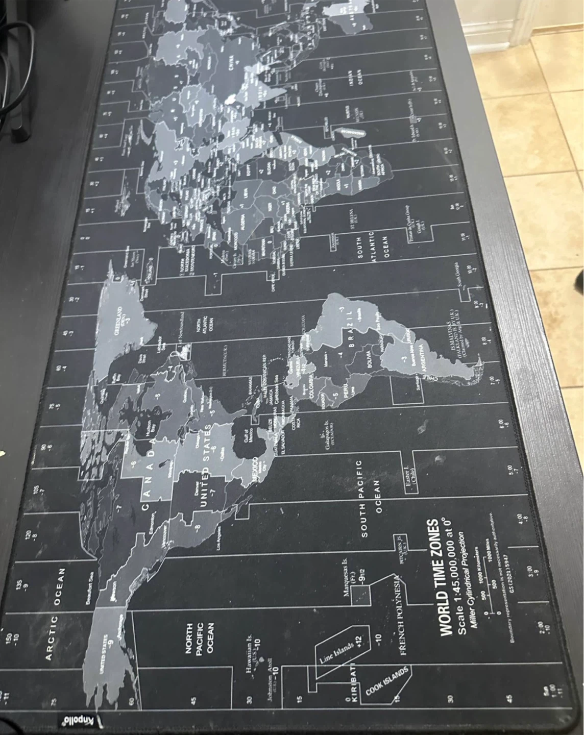 Knpollo World Time Zone Desk Mat
