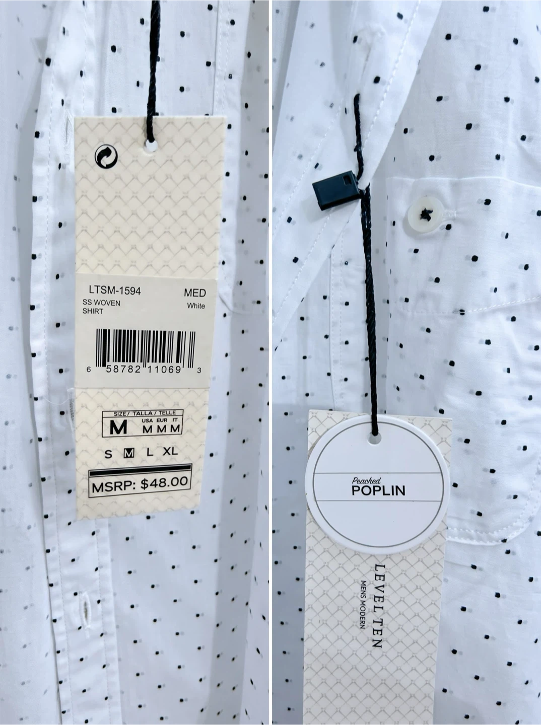 NEW Level Ten Men's 100% Cotton "Peached Poplin" Shirt - Size M - photo 2