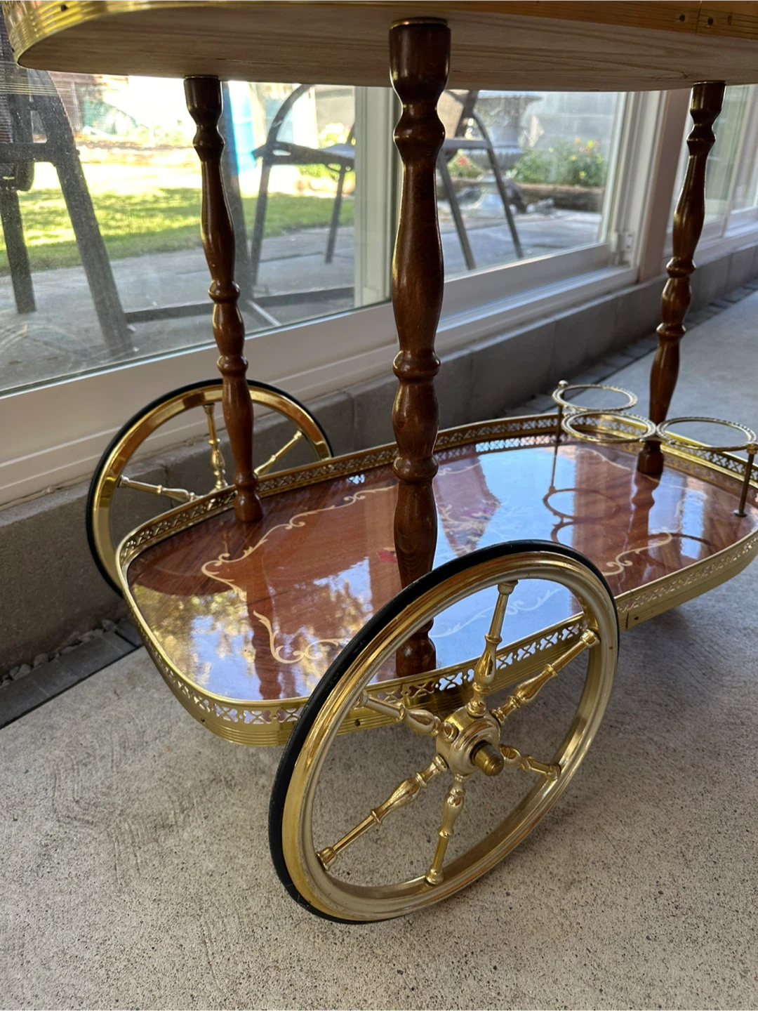 Vintage Wood and Brass Serving Trolley - photo 2