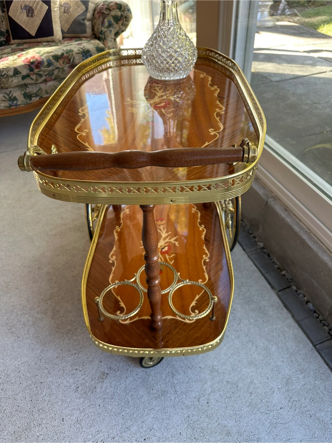 Vintage Wood and Brass Serving Trolley - photo 5