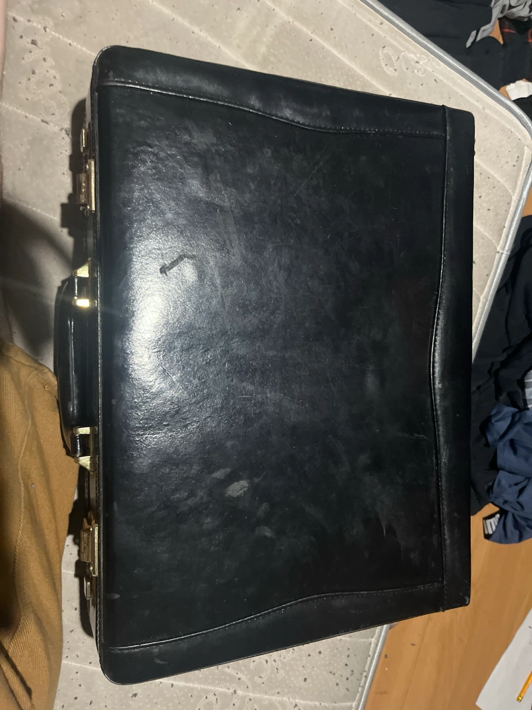 Black Genuine Leather Hard-Shell Briefcase