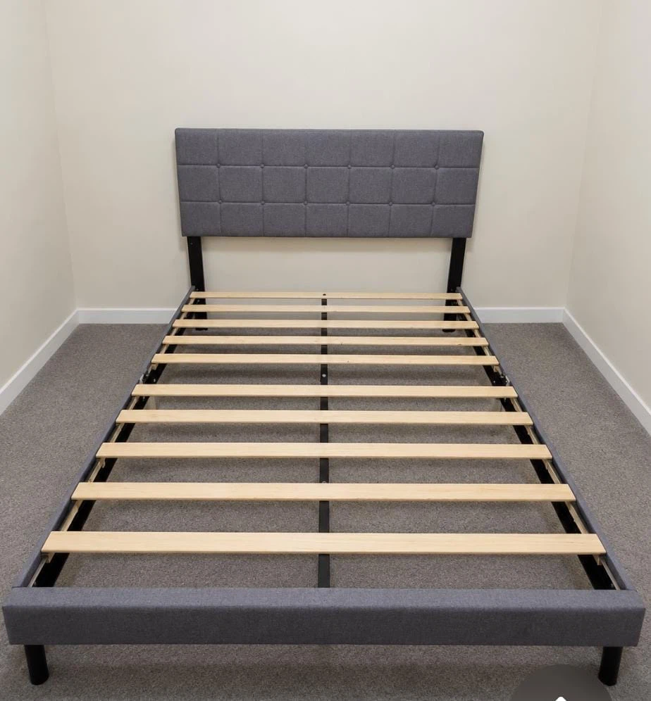 Grey Upholstered Queen Bed Frame