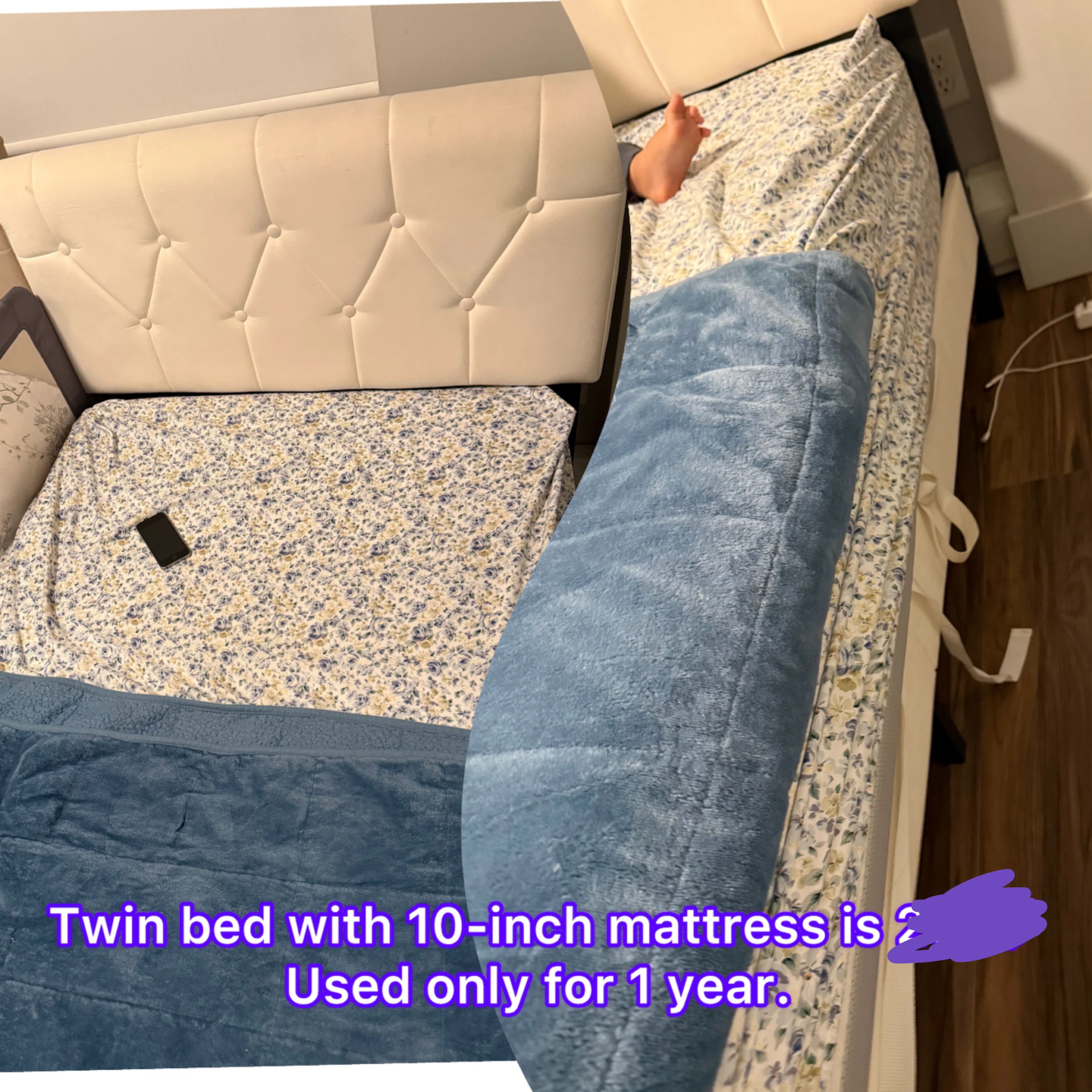 Twin metal bed frame with 10-inch mattress (NEW) - photo 2