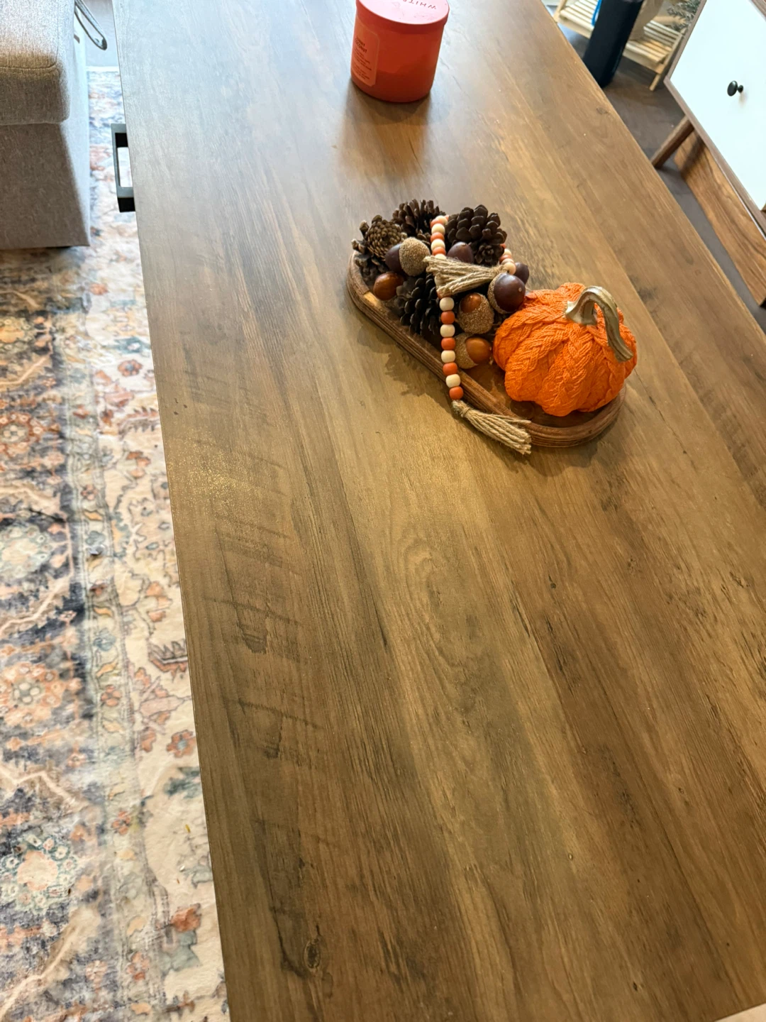 Wood-Finish Coffee Table with Drawer