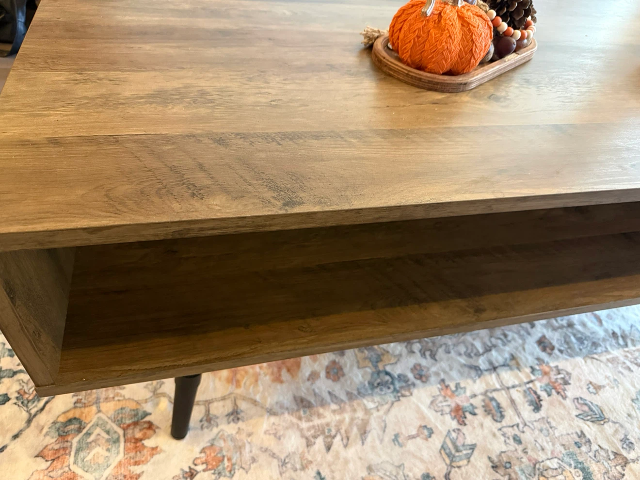 Wood-Finish Coffee Table with Drawer - photo 2