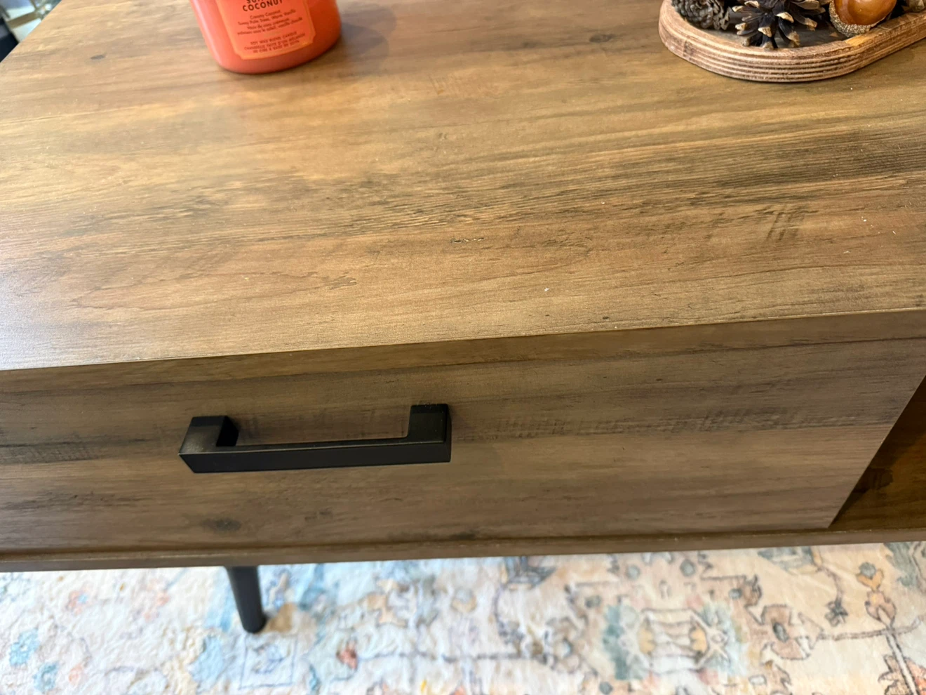 Wood-Finish Coffee Table with Drawer - photo 5