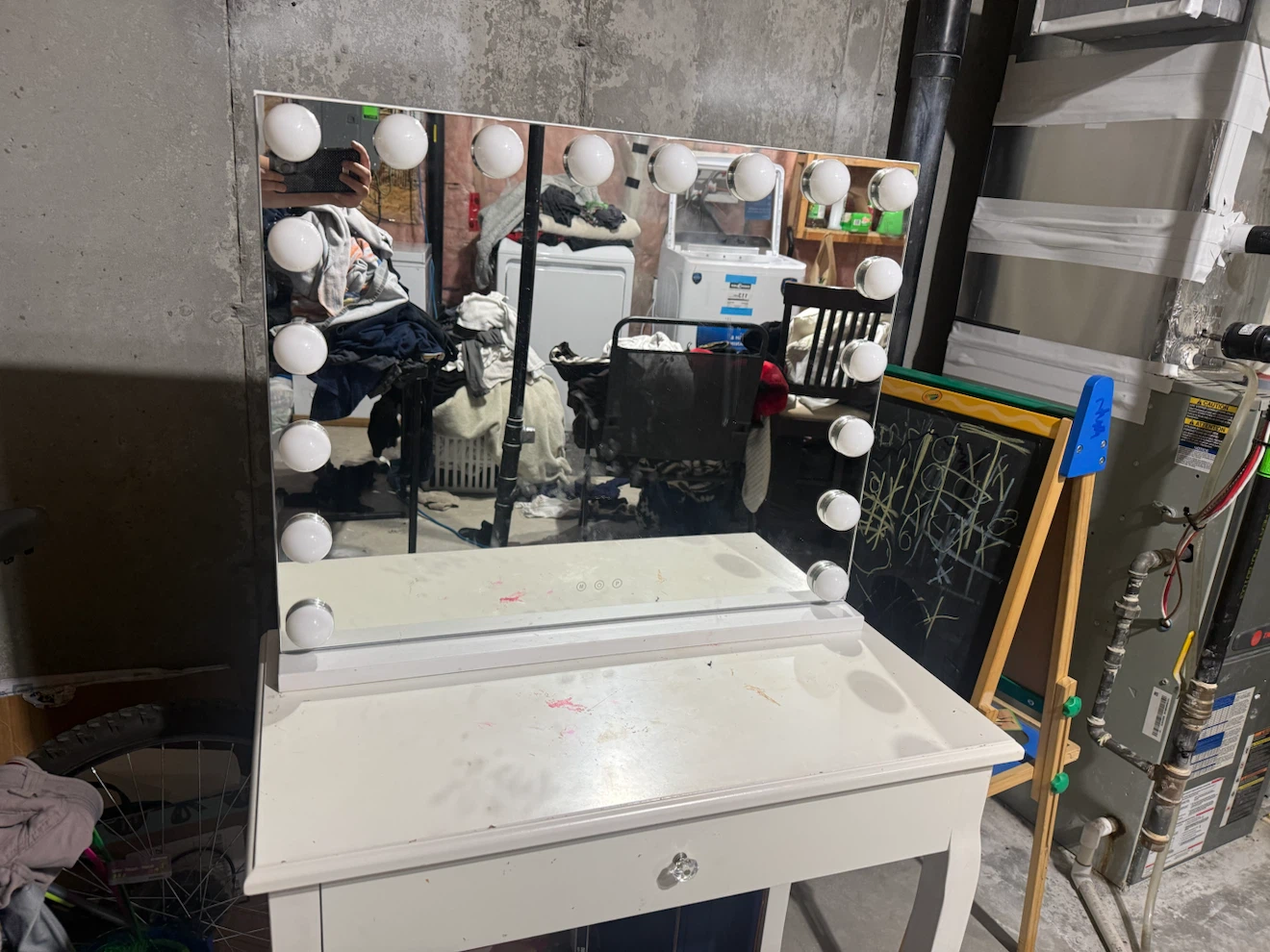 White Vanity Mirror with LED Bulbs