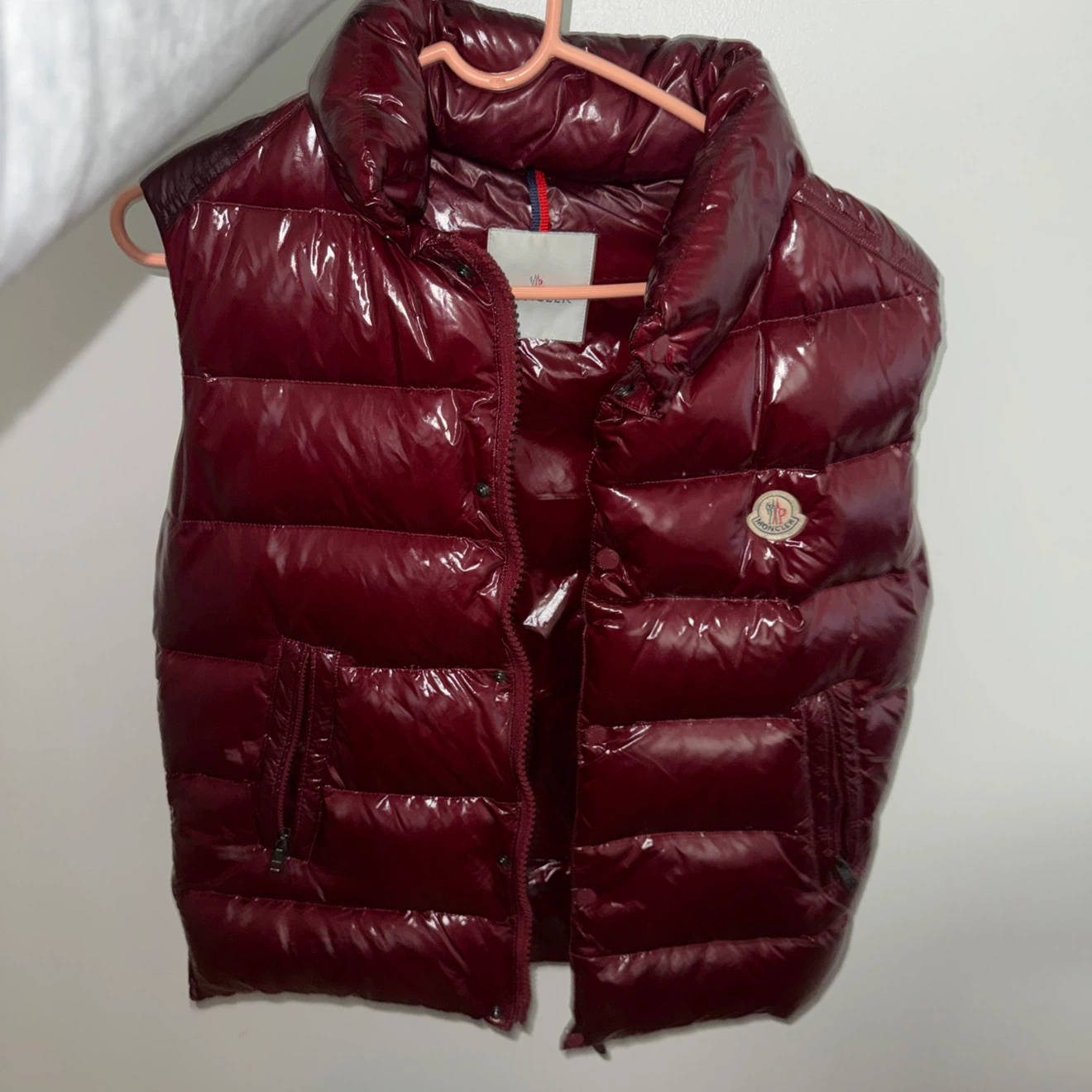 Moncler Shiny Burgundy Puffer Vest
