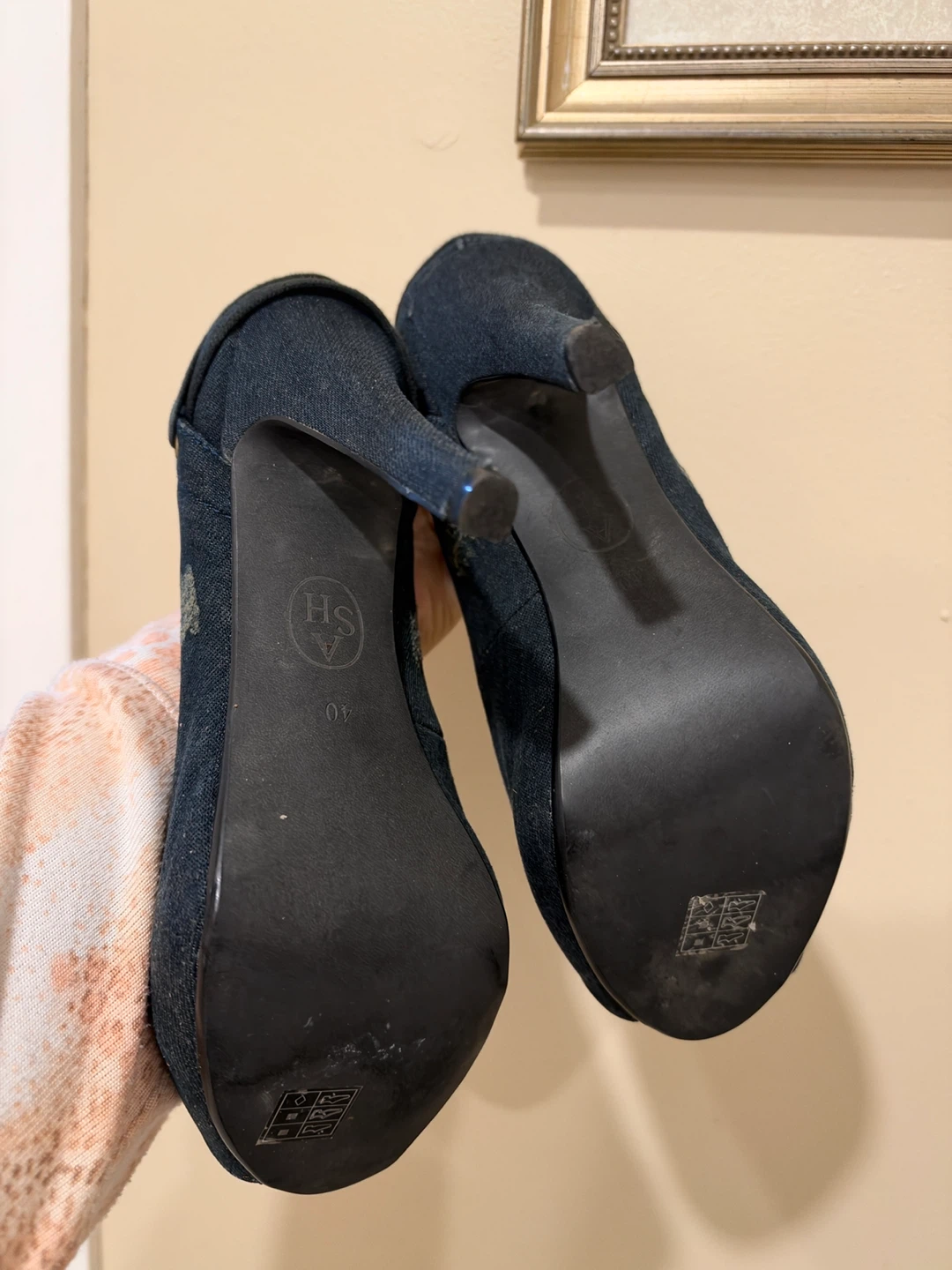 ASH Denim Peep Toe Heels size 10 - photo 3