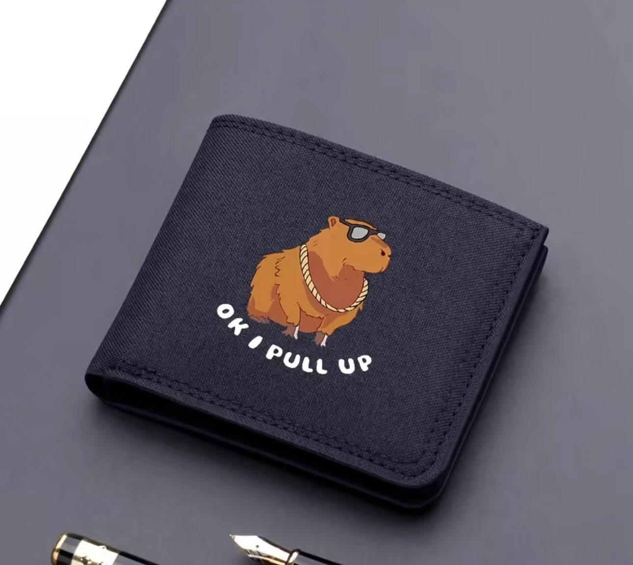 Capy “OK I Pull Up” - Black Bifold Meme Wallet