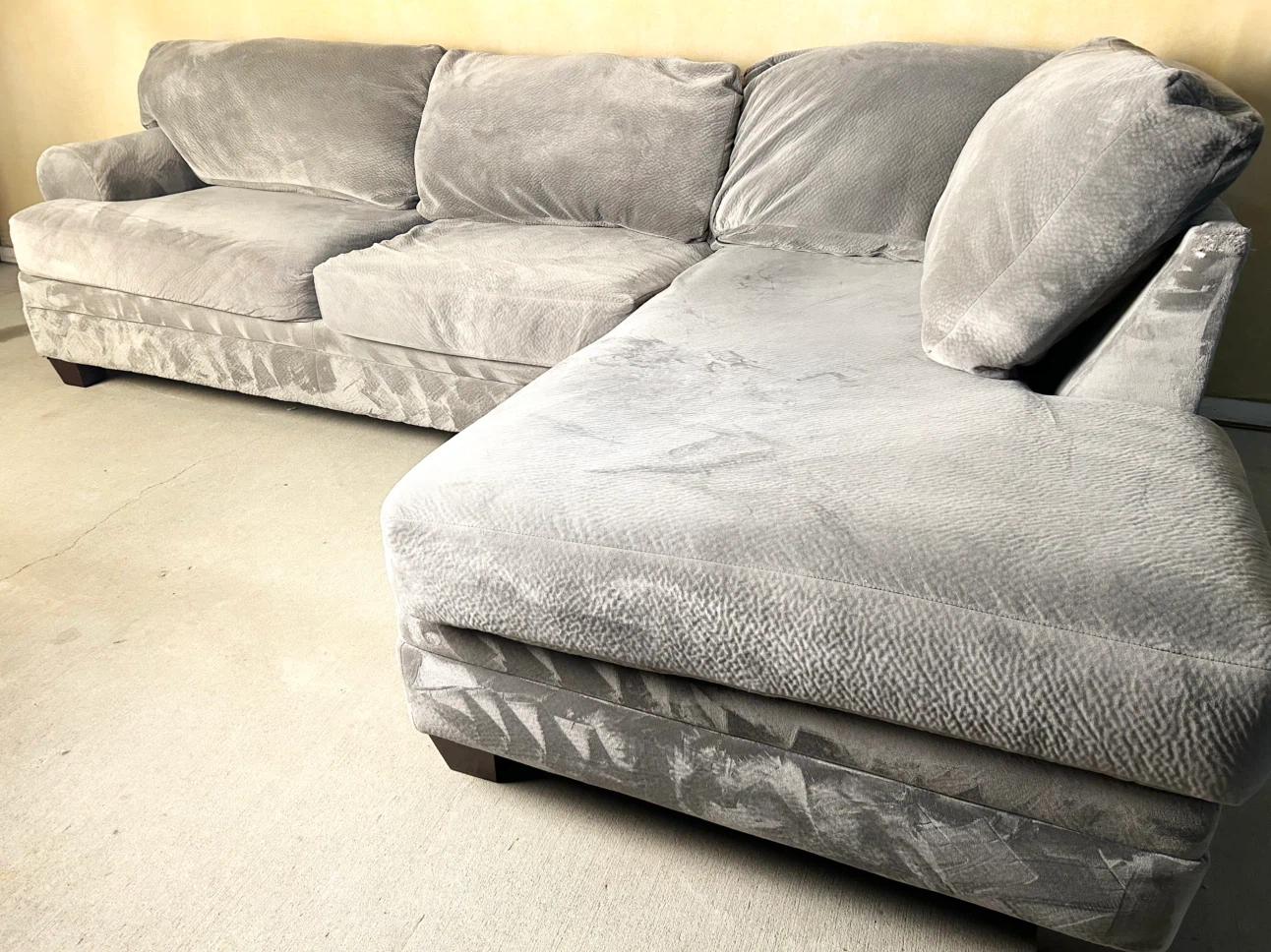 DELIVERY AVAILABLE! GREY MICROFIBER SECTIONAL FOR $600!