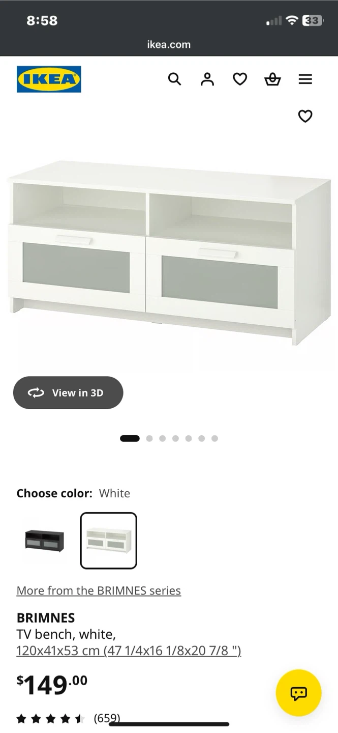 IKEA Brimnes White TV Bench