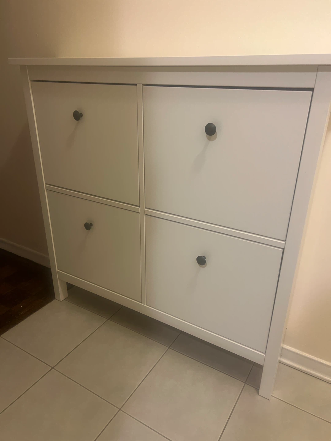 IKEA White Shoe Cabinet with 4 Compartments