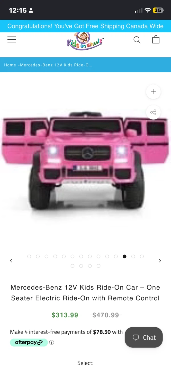 Pink Mercedes-Benz 12V Kids Ride-On Car