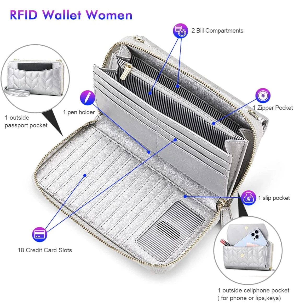 Nuoku Silver All-in-One RFID Wristlet Purse - photo 2