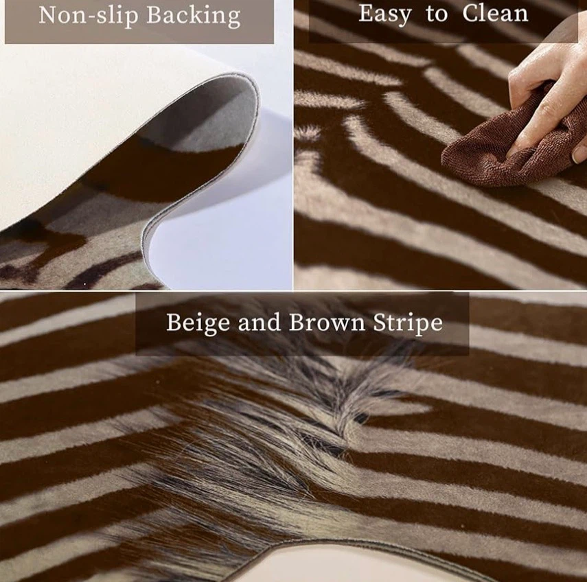 Brown Zebra Rug 5.2x6.2 ft Zebra Print Western Decor Rug - photo 3